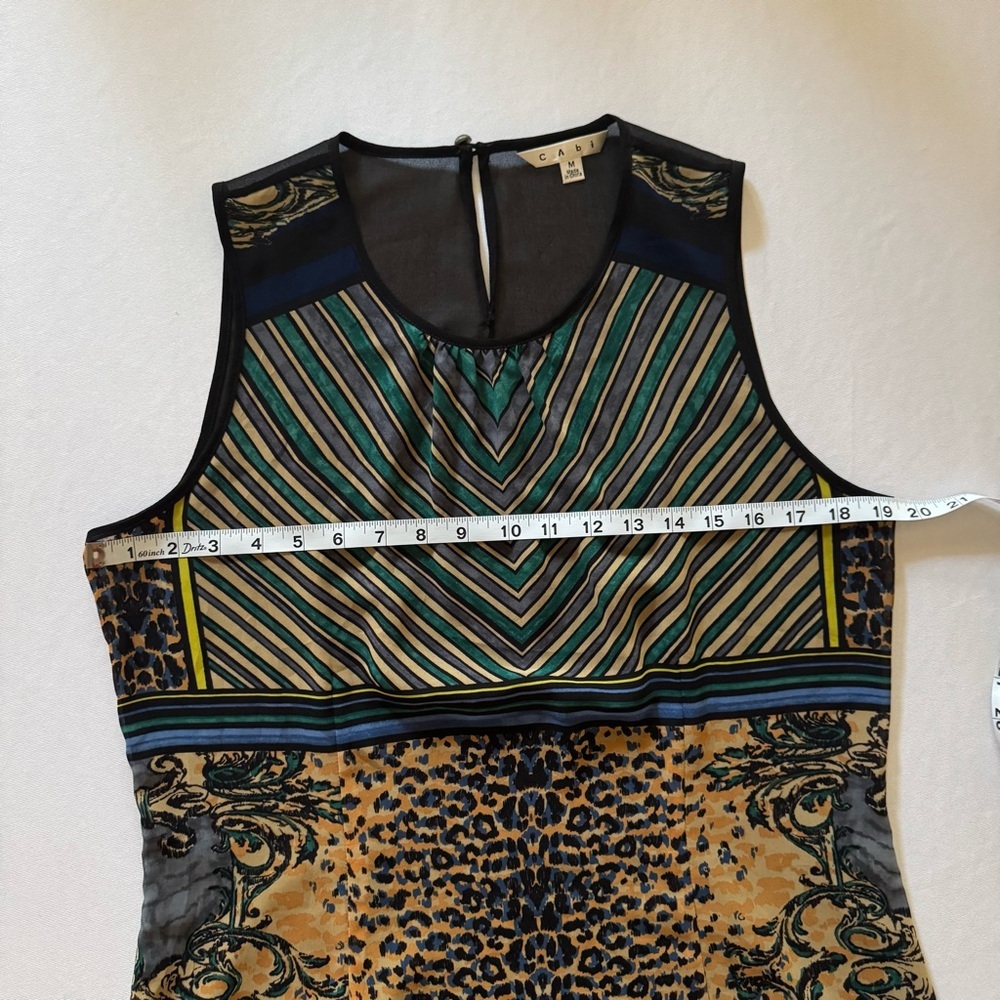 CAbi Leopard Mixed Print Sheer Panel Sleeveless Tank Top Size M Edgy Chic - Picture 4 of 8